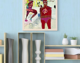 Basquiat 'flash in Neapel' Giclée-Druck, Superhelden-Kunstwerk