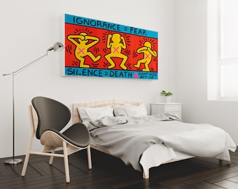 Keith Haring Fight Aids Act Up Print, Vintage Expressionism Artwork,Housewarming Gift