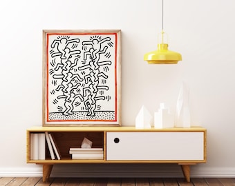 Keith Haring People Ladder Print, Expressionism, Vintage Artwork,Wall Art Poster