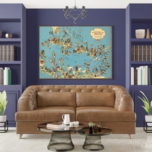 Ilustracyjny widok na strefę Kanału Panamskiego – Ruth Taylor White, Wystrój domowego biura, Prezent na parapetówkę, Dzieła sztuki vintage