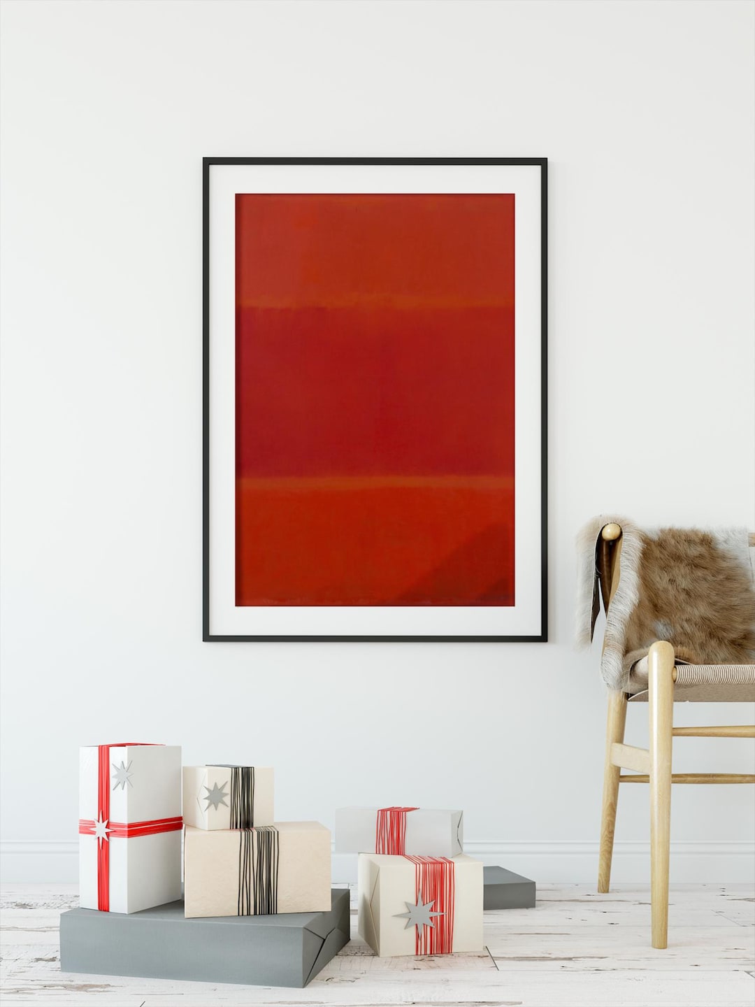 Red Abstract Color Field Print – Modern Minimalist Vertical Wall Art ...