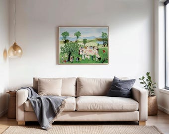 Amerikanische Folklore Kunstdruck, Geburtstag Jubiläum, Landleben, Landschaft Dekor