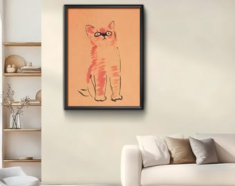 Ein Katze-Sanyu,Haus Büro Dekor,Einweihungsparty Geschenk,Expressionismus,Vintage Kunstwerk,Digitaldruck Haus Illustration