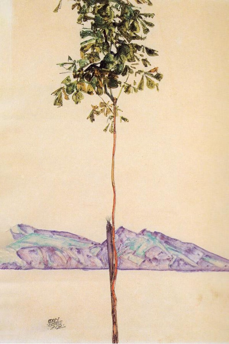 Egon Schiele Small Tree Mountains Print, Expressionist Landscape Wall ...
