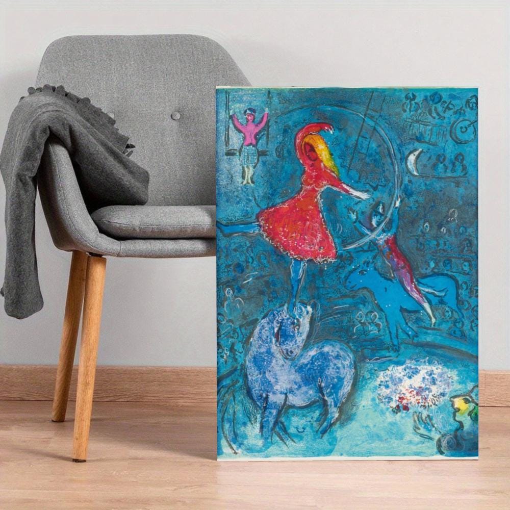 マルク•シャガール Marc Chagall 青い馬とカップル 版画 リトグラフ