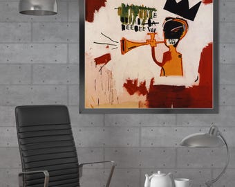 Trompete, Jean-Michel Basquiat, Home Office Dekor, Housewarminggeschenk, Vintage Grafik, Digitaldruck Hausillustration