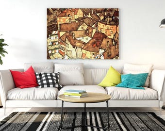 Egon Schiele Krumau Painting,Expressionism Vintage Artwork,Home office Decor,giclee print