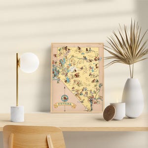 Une carte vintage du Nevada-Ruth Taylor, décoration de bureau à domicile, cadeau de pendaison de crémaillère, oeuvre d'art vintage de chef-d'oeuvre, impression giclée en différentes tailles