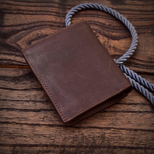 Leren driebladige herenportemonnee, broekzak, 3 sleuven voor identiteitskaarten, klassieke hipsterstijl, cadeau voor hem