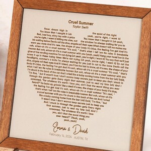 Verjaardagscadeau voor moeder vrouw gepersonaliseerde cadeaus voor koppels, print bruiloftslied, cadeau voor haar, ingelijste liedposter, verlovingsprint, cadeau