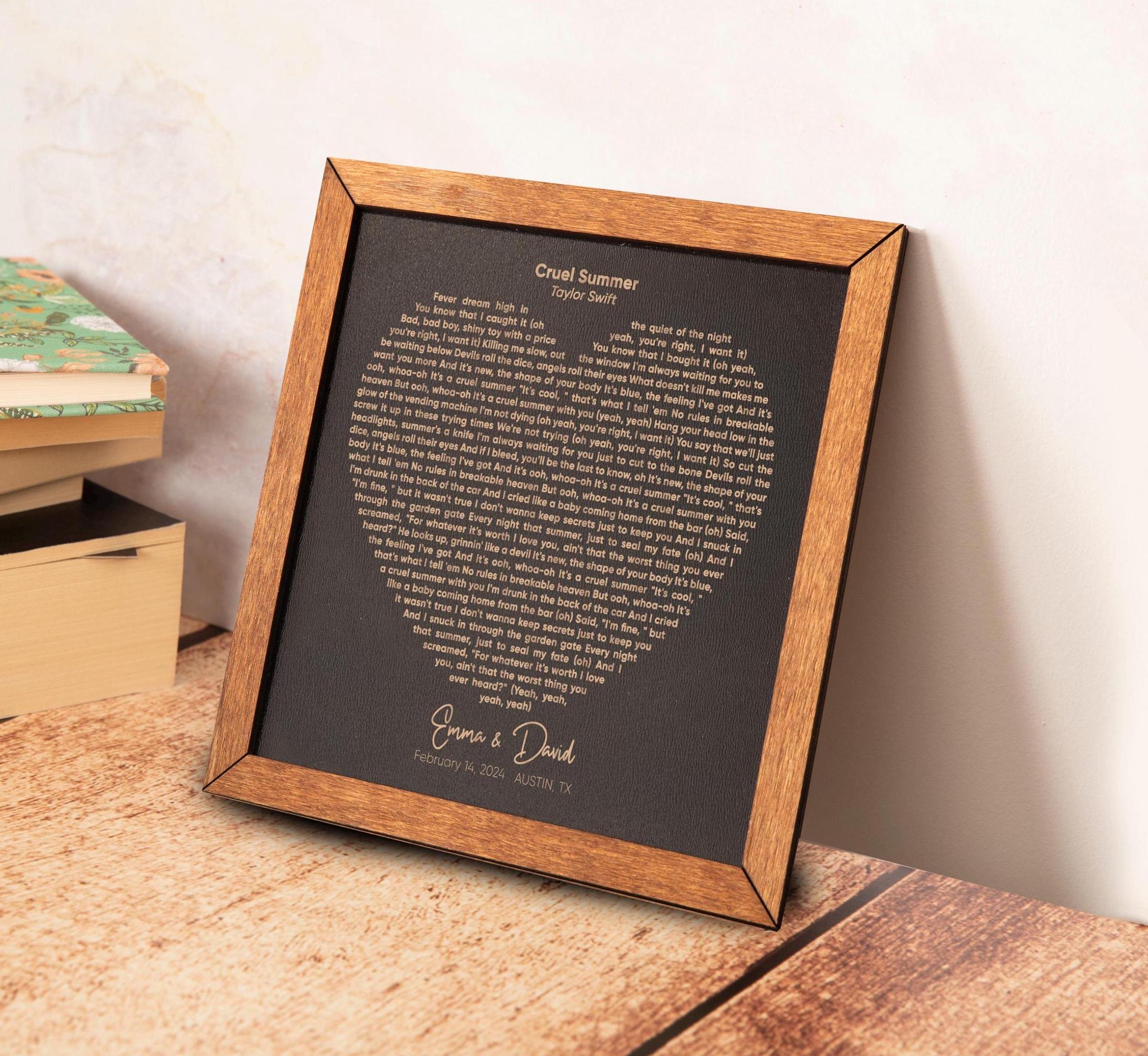 Wedding Song Lyric Art Wood Print, First Dance Lyric, Wood Anniversary Gift, Heart Shaped Couples Song, Wedding gift, Valentines Gift forHim