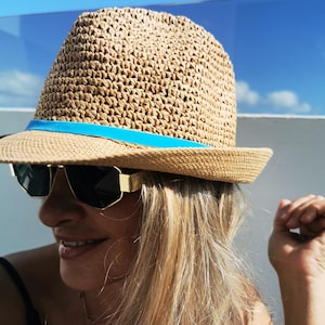Custom hat for women – straw summer hat, personalized festival gift, handmade fedora style,