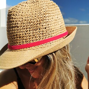 Custom hat for women – straw summer hat, personalized festival gift, handmade fedora style Stylish Beach Sun Hat