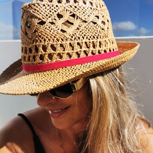 Custom hat for women – straw summer hat, personalized festival gift, handmade fedora style,