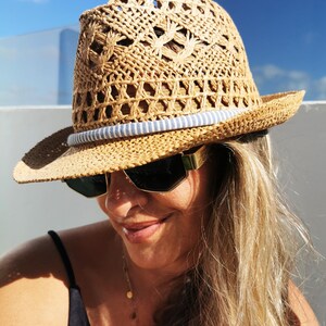 Custom hat for women – straw summer hat, personalized festival gift, handmade fedora style,