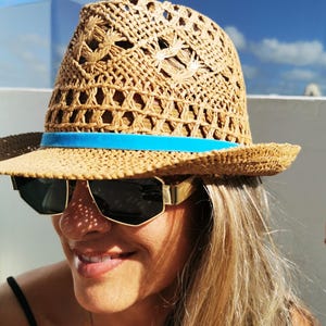 Custom hat for women – straw summer hat, personalized festival gift, handmade fedora style,