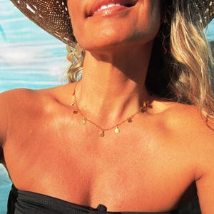 Dainty gold choker necklace for women in a minimalist boho style, handmade jewelry and custom necklace—perfect personalized gift for her
