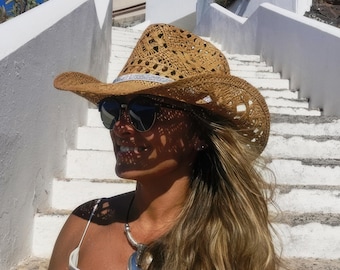 custom cowboy straw hat, coastal cowgirl western festival for summer