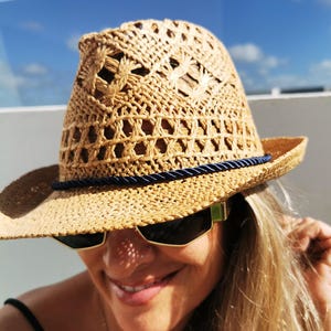 Custom hat for women – straw summer hat, personalized festival gift, handmade fedora style,
