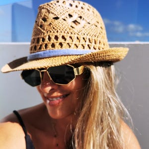 Custom hat for women – straw summer hat, personalized festival gift, handmade fedora style,