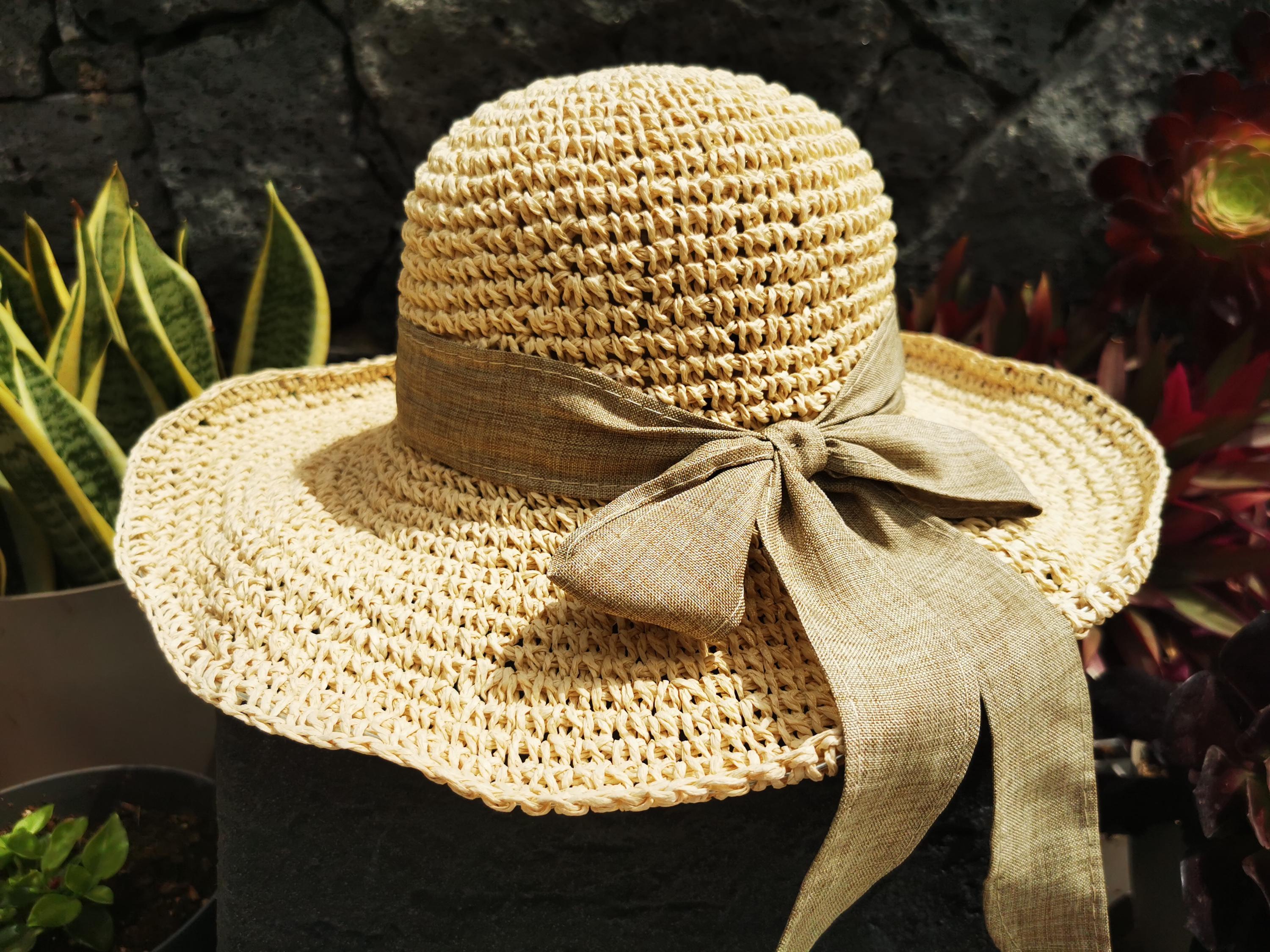 Cottage‎ Core Straw Hat Neck SPF Scarf Sun Beach Coastal Boho Wide Brim Meet the  main image 2