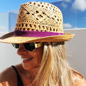 Custom hat for women – straw summer hat, personalized festival gift, handmade fedora style,