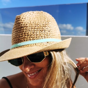 Custom hat for women – straw summer hat, personalized festival gift, handmade fedora style,