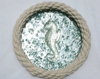 Mirror, Coastal Design, Nautical, Porthole, Seahorse, Resin Mirror