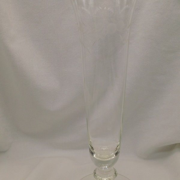 Vase, Bud Vase, Etched Glass, Wheat Pattern Etched Glass Vase, Crystal Vase