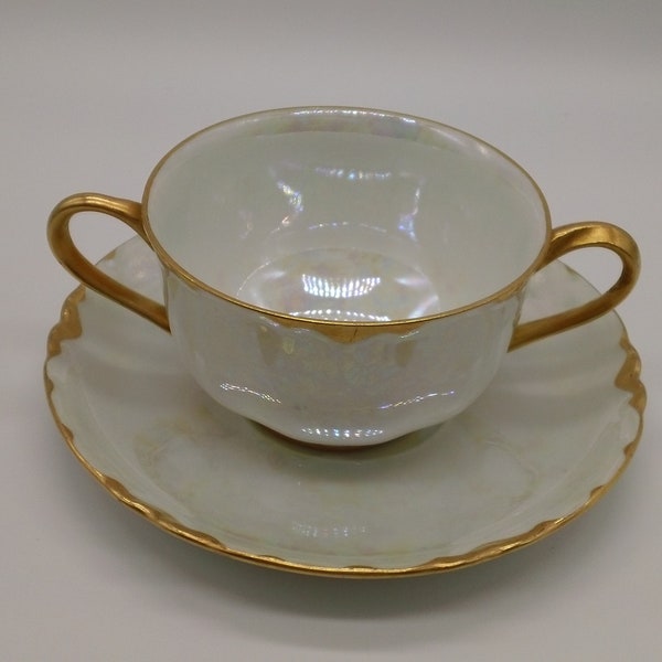 Hutschenreuther Gelb China, Bouillon Cups, Soup Cups, Bavarian China, Tea Cups