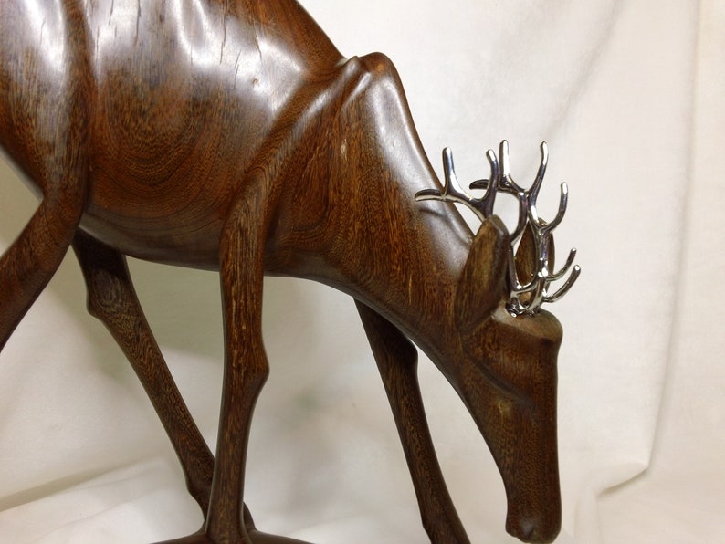 Mid Century Modern Deer Wooden Deer Figurine Deer Etsy