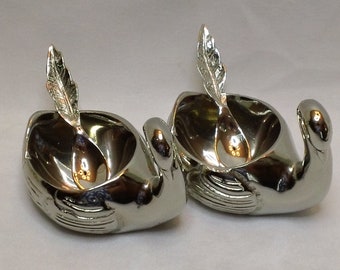 Salt Cellars, Stainless Steel Swan Salt Cellars, Swan Salt Cellars, Swan Nut Dish