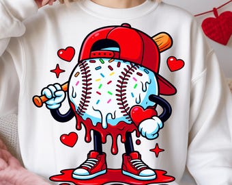 Baseball Drip Valentine Bundle PNG | Cool Sports Valentine Design for Boys & Men | Game Day Baseball Player Art | Digital Download