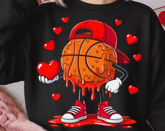 Valentine Basketball Heart PNG | Drip Sport Love Design | Boys Basketball Game Day Graphic | Valentine Digital Download