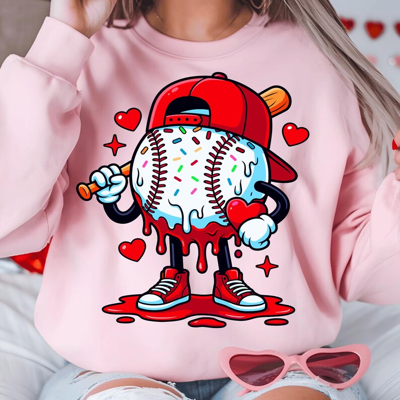 Baseball Drip Valentine Bundle PNG | Cool Sports Valentine Design for Boys & Men | Game Day Baseball Player Art | Digital Download image 4