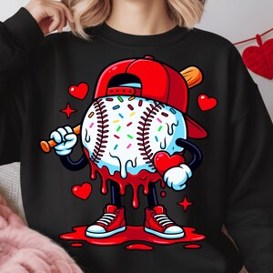 Baseball Drip Valentine Bundle PNG | Cool Sports Valentine Design for Boys & Men | Game Day Baseball Player Art | Digital Download image 2