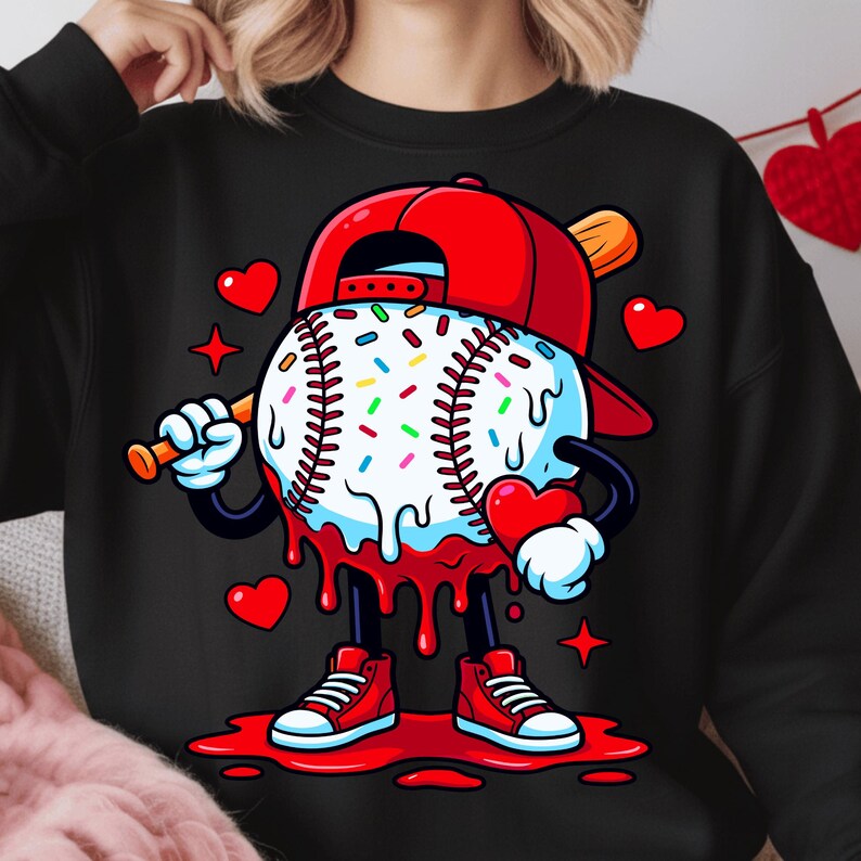 Baseball Drip Valentine Bundle PNG | Cool Sports Valentine Design for Boys & Men | Game Day Baseball Player Art | Digital Download image 2