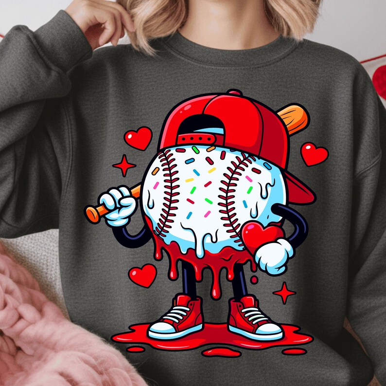 Baseball Drip Valentine Bundle PNG | Cool Sports Valentine Design for Boys & Men | Game Day Baseball Player Art | Digital Download image 5
