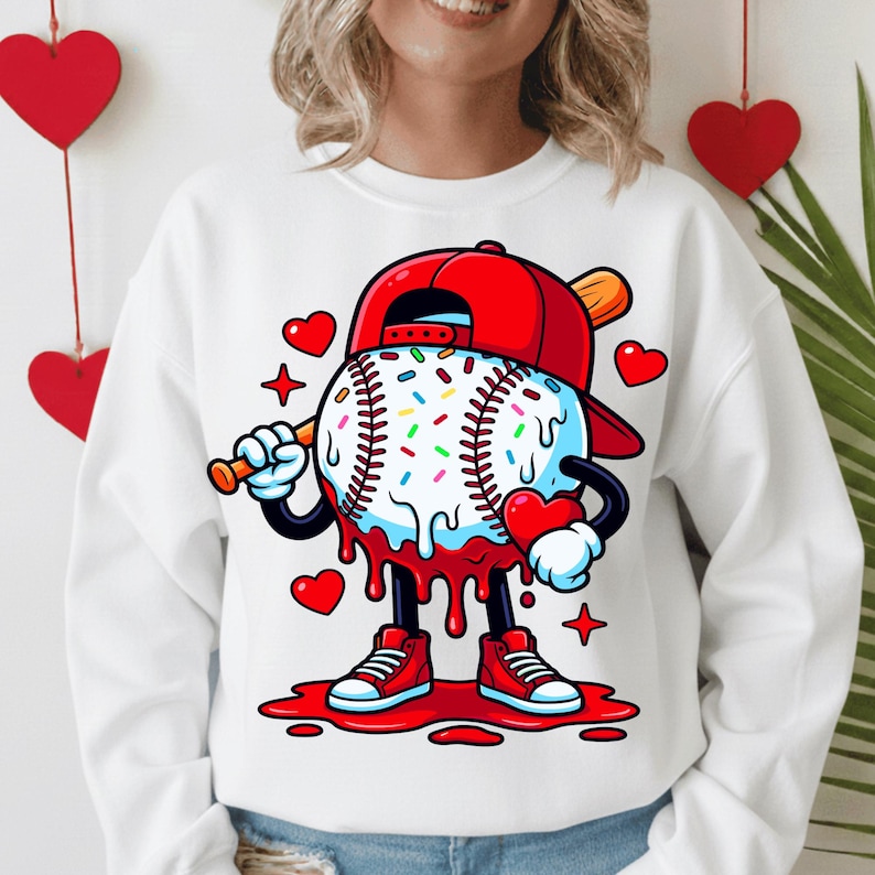 Baseball Drip Valentine Bundle PNG | Cool Sports Valentine Design for Boys & Men | Game Day Baseball Player Art | Digital Download image 3