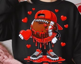 Valentine Football Heart PNG | Drip Sport Love Design | Boys Football Game Day Graphic | Valentine Digital Download
