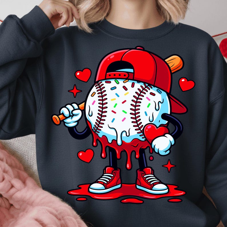 Baseball Drip Valentine Bundle PNG | Cool Sports Valentine Design for Boys & Men | Game Day Baseball Player Art | Digital Download image 8