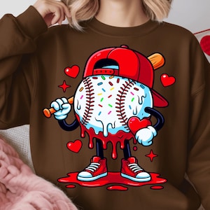 Baseball Drip Valentine Bundle PNG | Cool Sports Valentine Design for Boys & Men | Game Day Baseball Player Art | Digital Download image 6