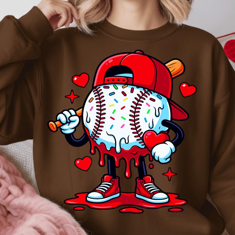 Baseball Drip Valentine Bundle PNG | Cool Sports Valentine Design for Boys & Men | Game Day Baseball Player Art | Digital Download image 6