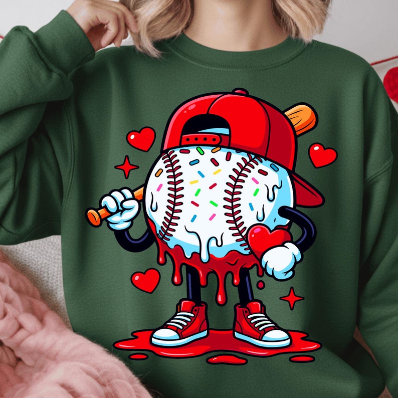 Baseball Drip Valentine Bundle PNG | Cool Sports Valentine Design for Boys & Men | Game Day Baseball Player Art | Digital Download image 9
