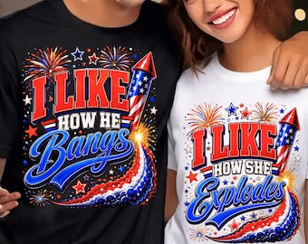 Funny 4th of July Couple PNG, Matching Patriotic Shirt Design (Digital Download)