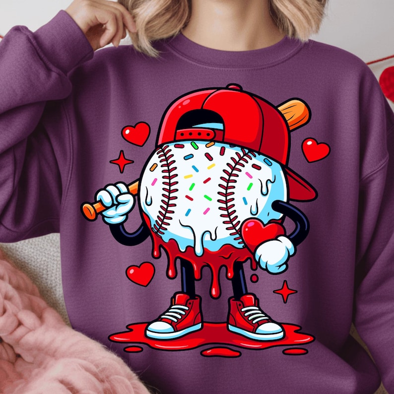 Baseball Drip Valentine Bundle PNG | Cool Sports Valentine Design for Boys & Men | Game Day Baseball Player Art | Digital Download image 7