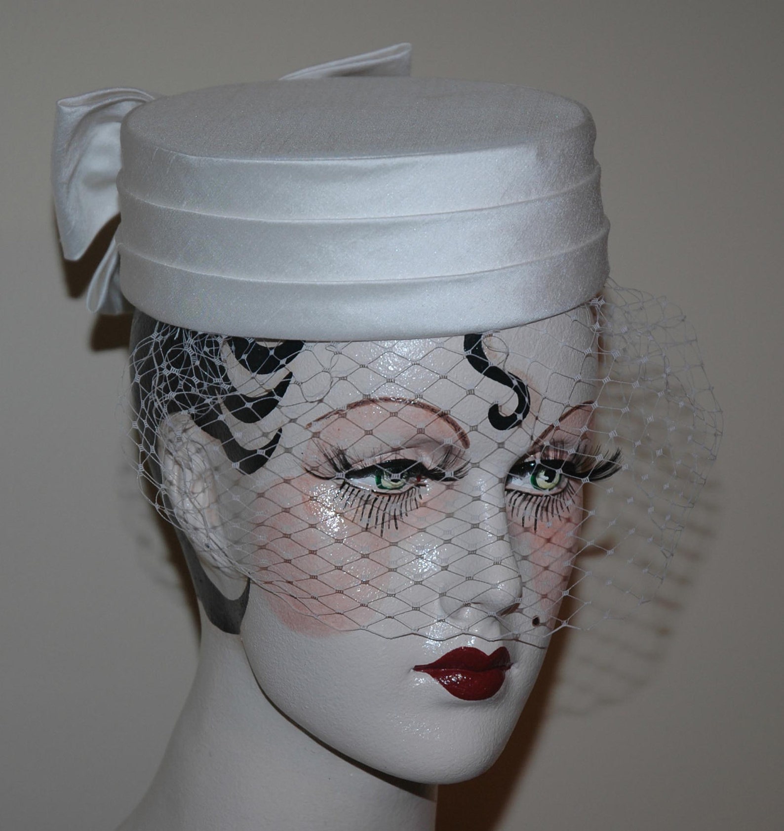 Ivory Bridal Wedding Pillbox Hat With Veil Etsy