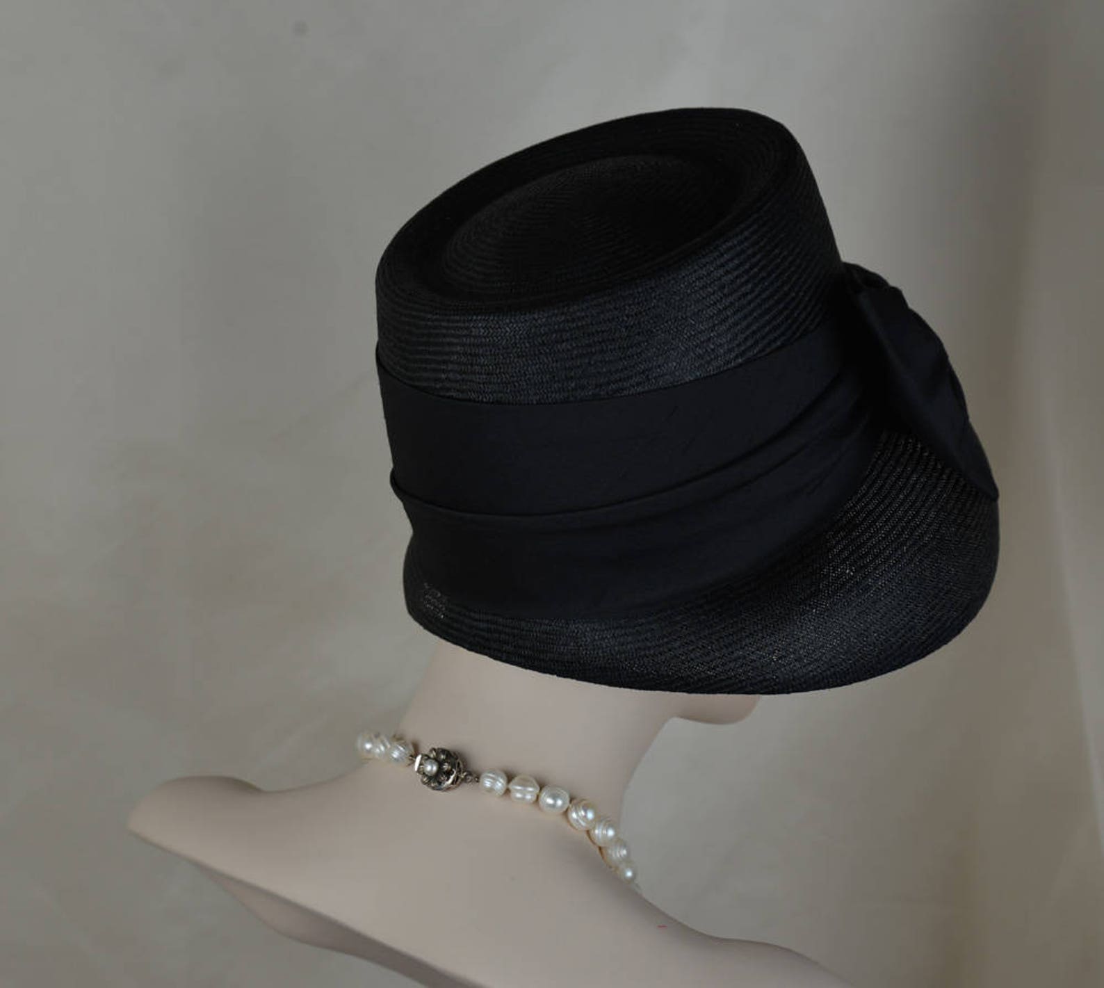 Elegant Ladies Black Tea Party Hat, Vintage Hat Etsy