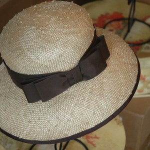 Ladies Straw Hat, Mushroom Brim, Double Bow image 3