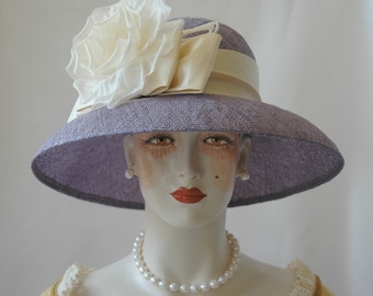 Ladies Straw Hat, Lavender Hat